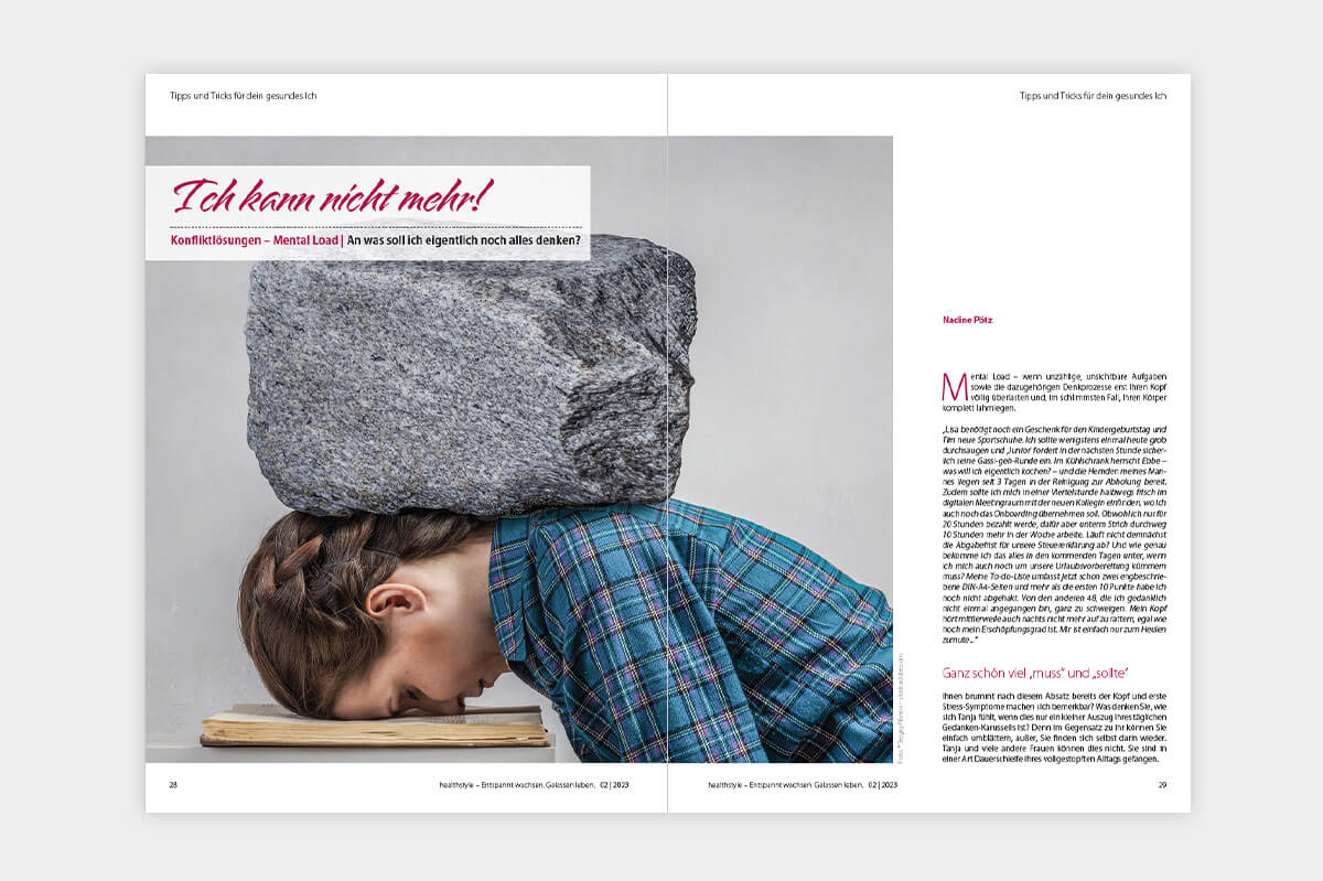 Healthstyle-Beitrag von Nadine Pötz über Mental Load und mentale Überlastung.